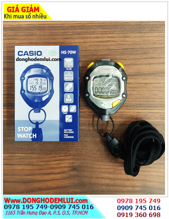 Casio HS-70W, Đồng hồ bấm giờ bấm giây Casio HS-70W với 100 LAPS chính hãng |Bảo hành 01 năm 